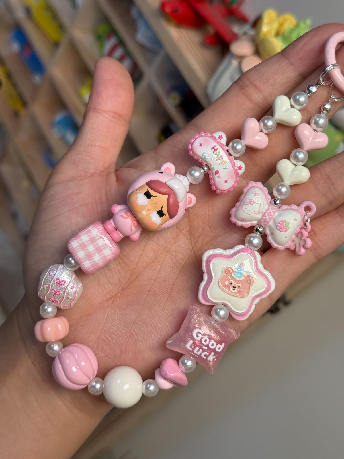 Crying Character Beaded Phone Strap Charm