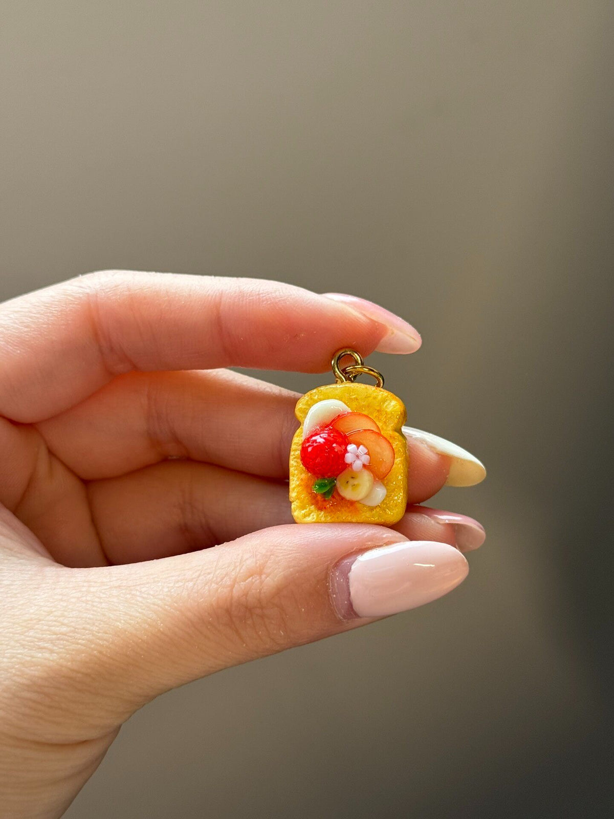Miniature Clay Fruit Toast Charm