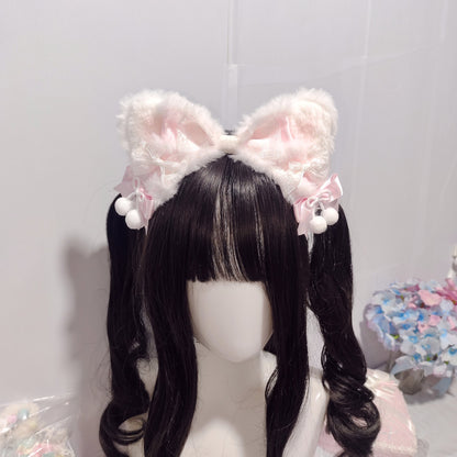 Plush Snowflake Cat Ear Headband Lolita Hair Accessory