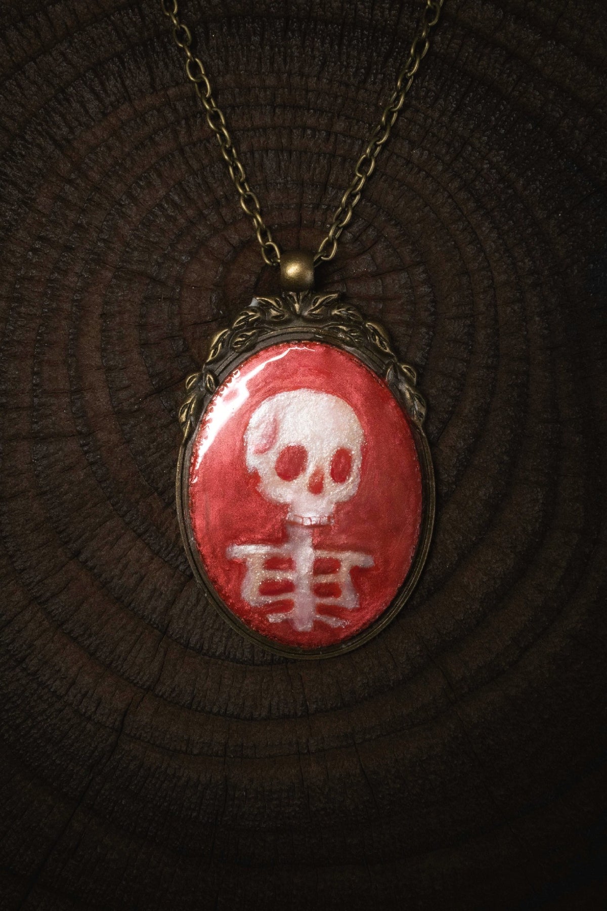 Hand Painted Skeleton Pendant Necklace