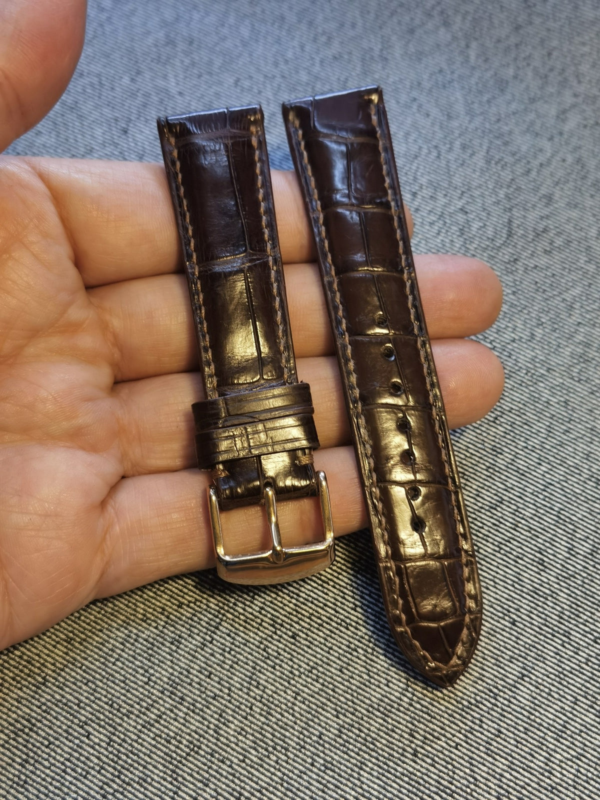 Brown Crocodile Leather Watch Strap 20mm