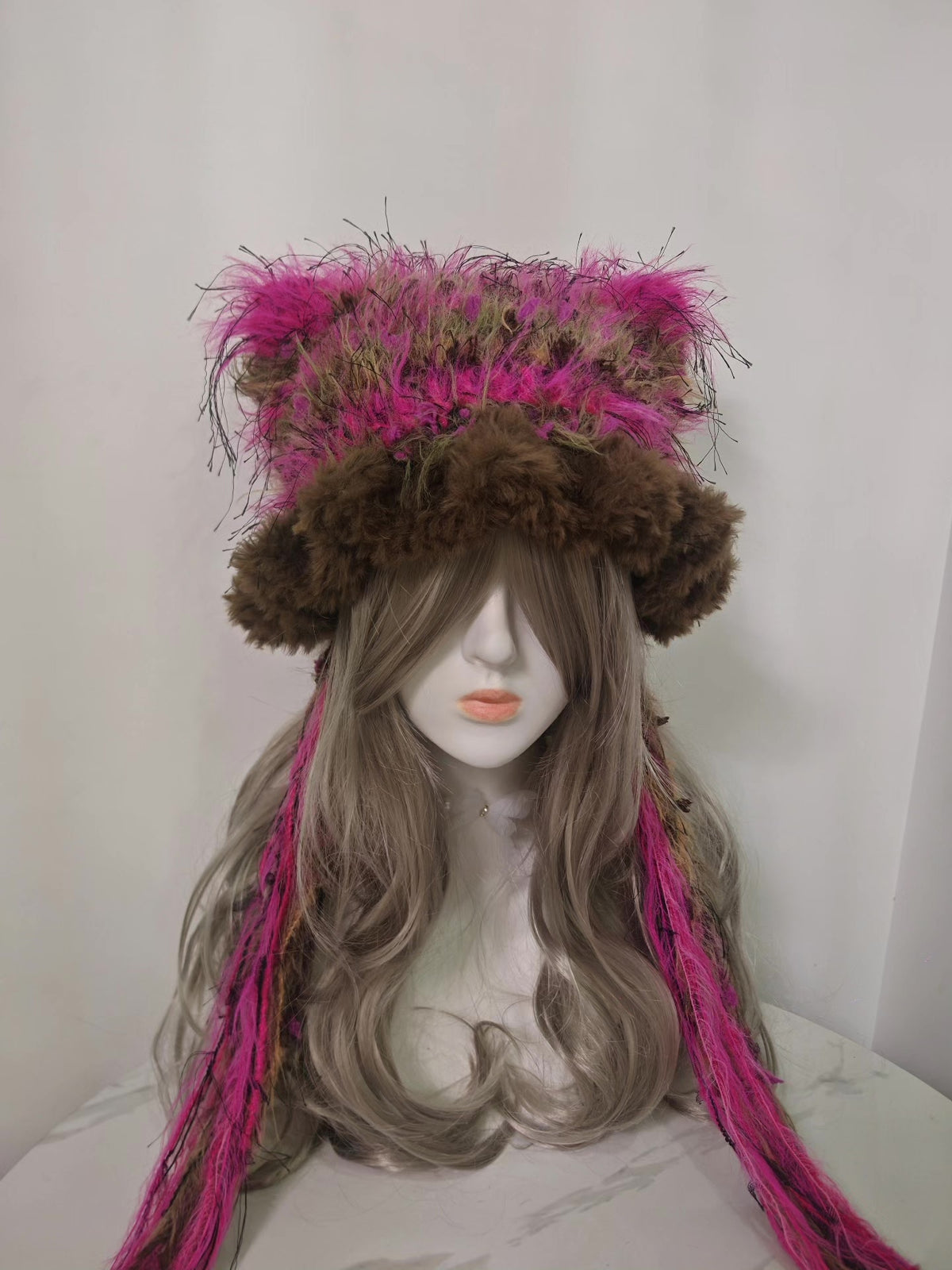 Rose Red Brown Cat Ear Hat