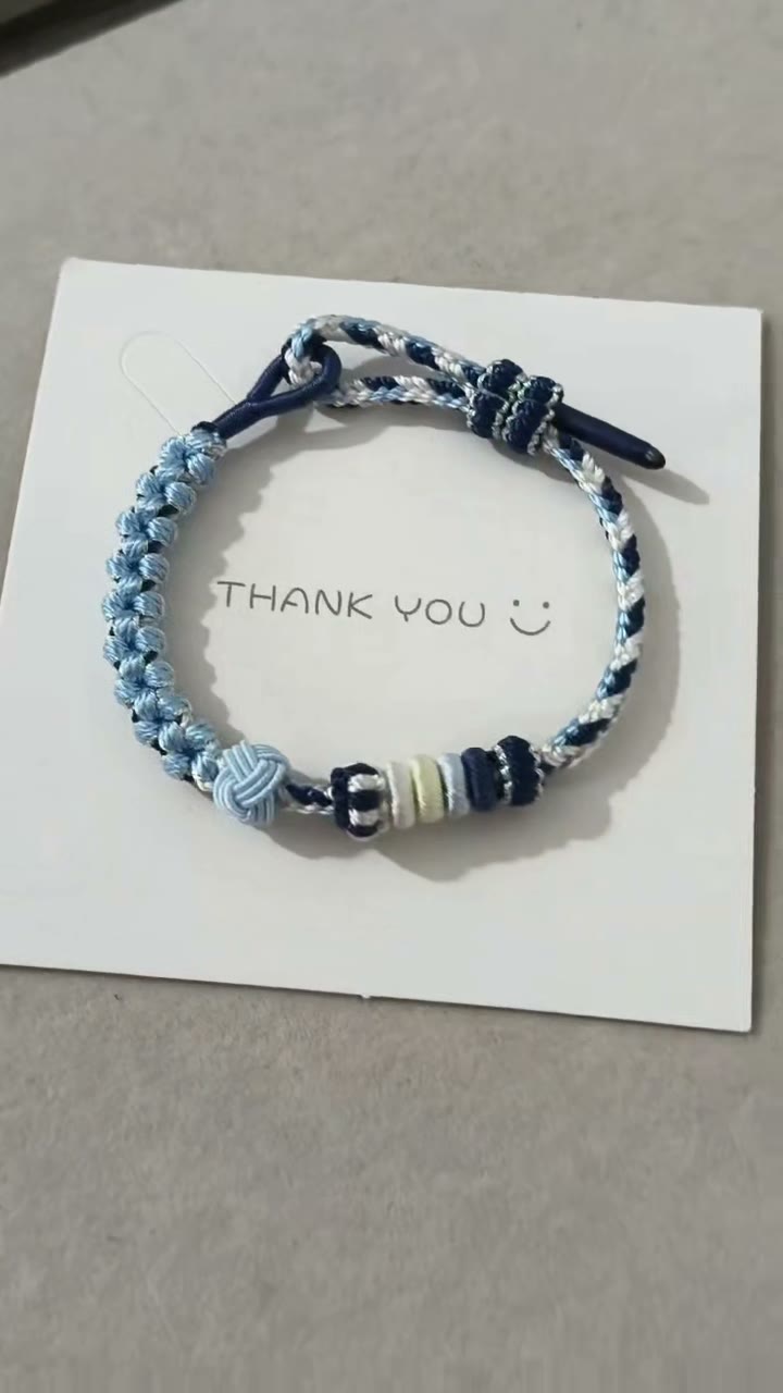 Handwoven Blue White Cord Bracelet