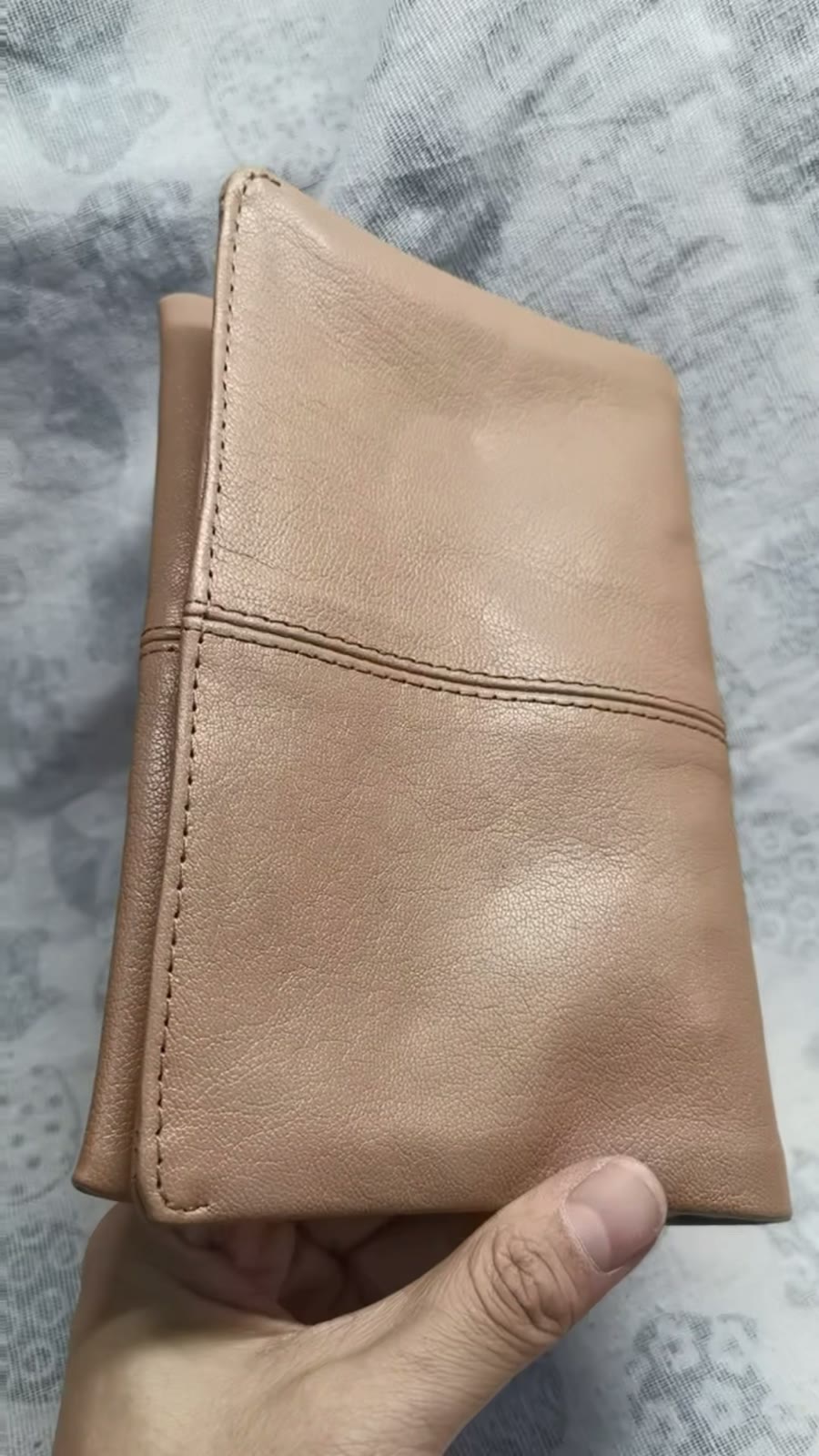 Almond Goat Leather A6 Ring Binder Planner