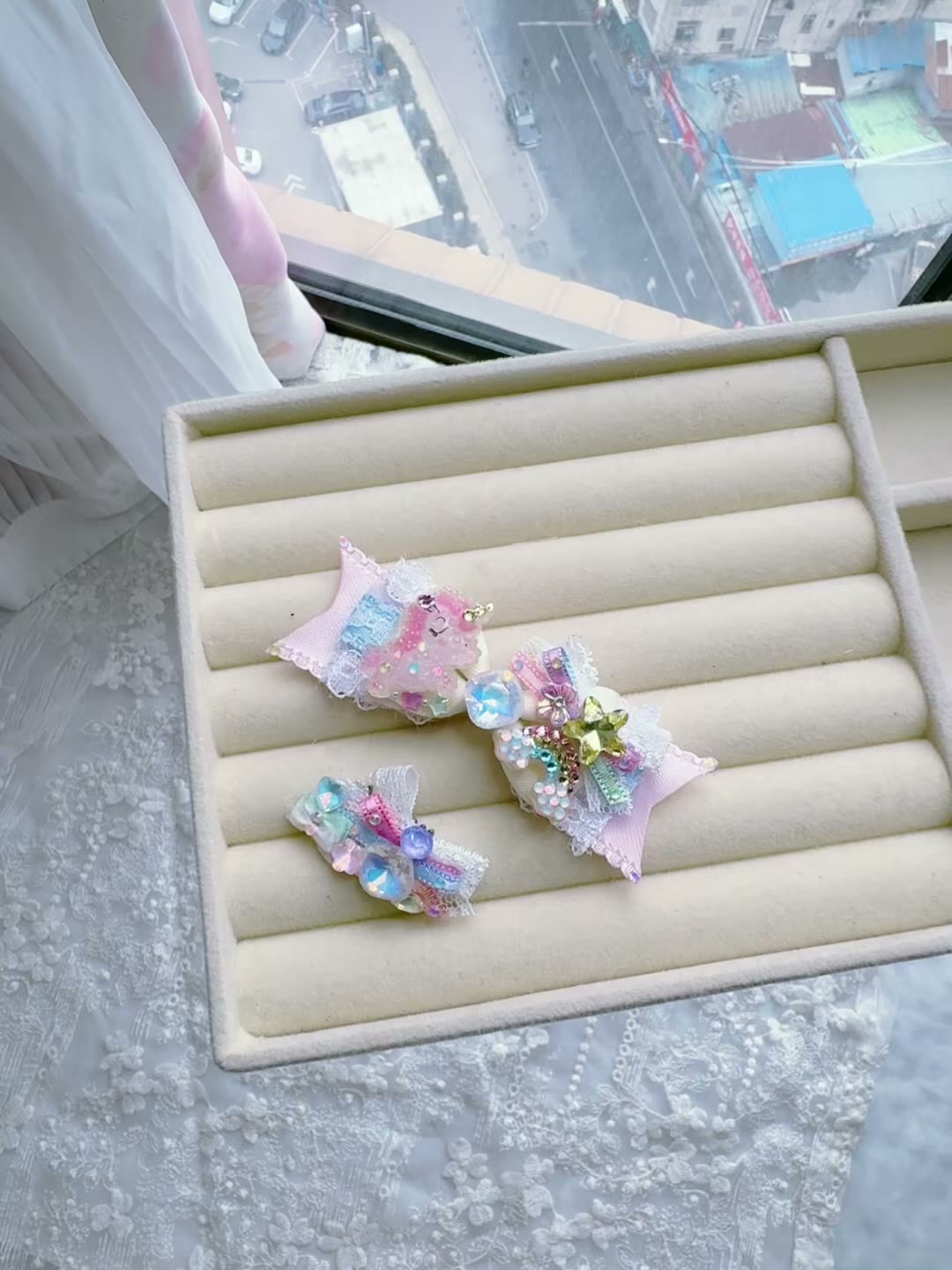 Pink Unicorn Bow Butterfly Hair Clip Set