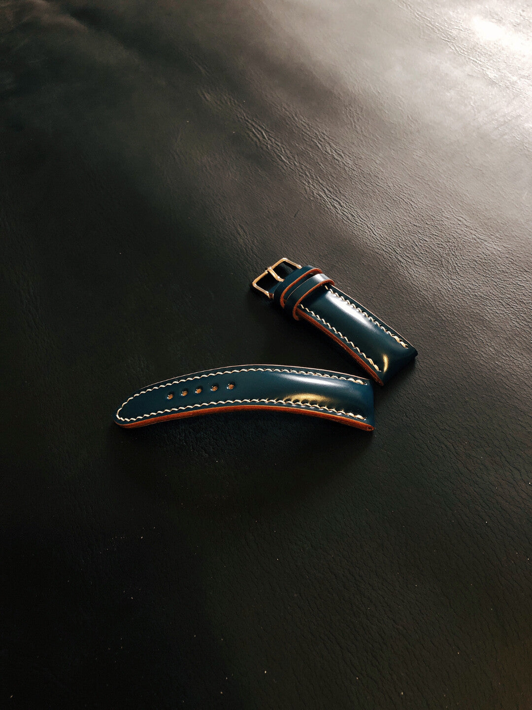 Handmade Blue Cordovan Watch Strap