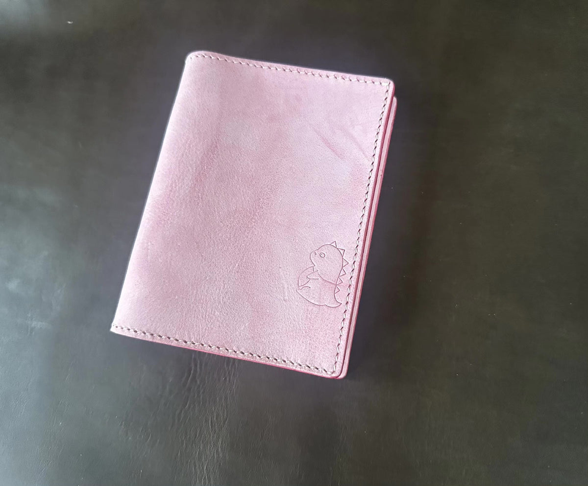 Couverture de carnet à anneaux en cuir rose artisanale