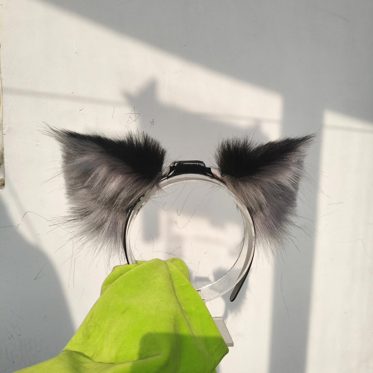 Motorized Cat Ears with Dark Gray Fur