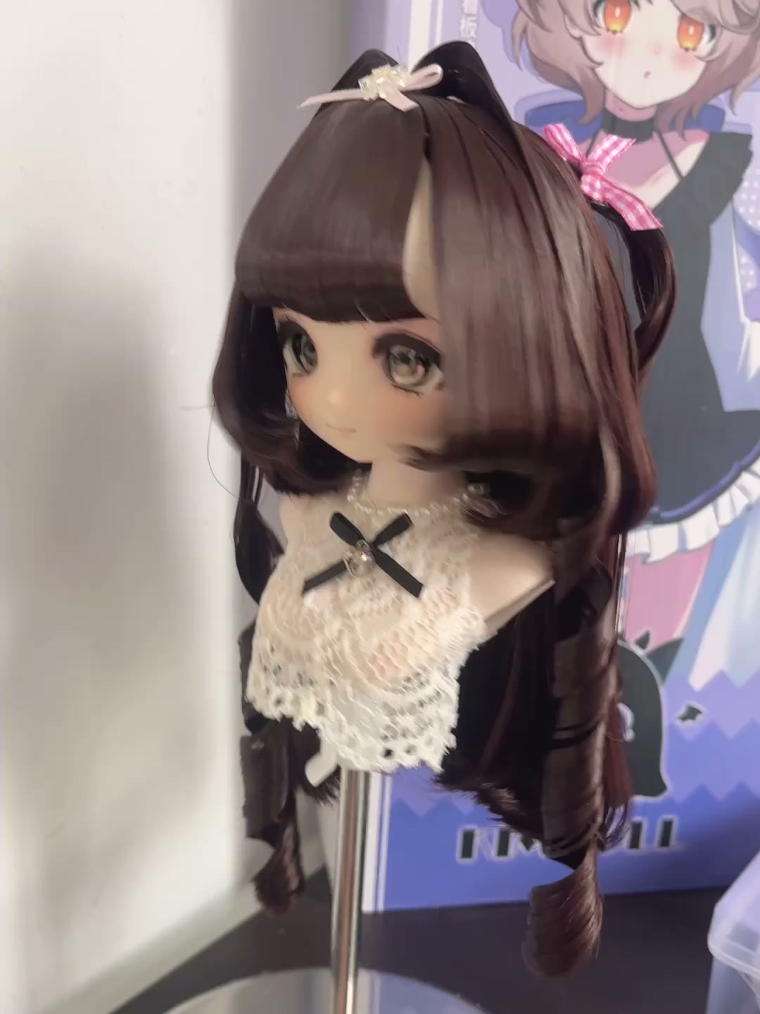 Doll Wig Brown Anime Curls Lace Collar