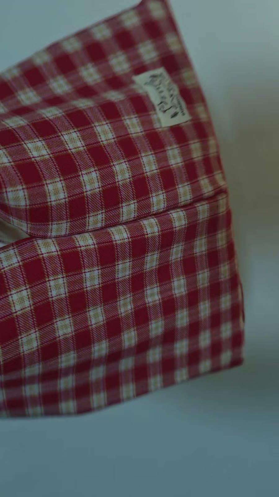 Red Gingham Cotton Knotted Handle Bag