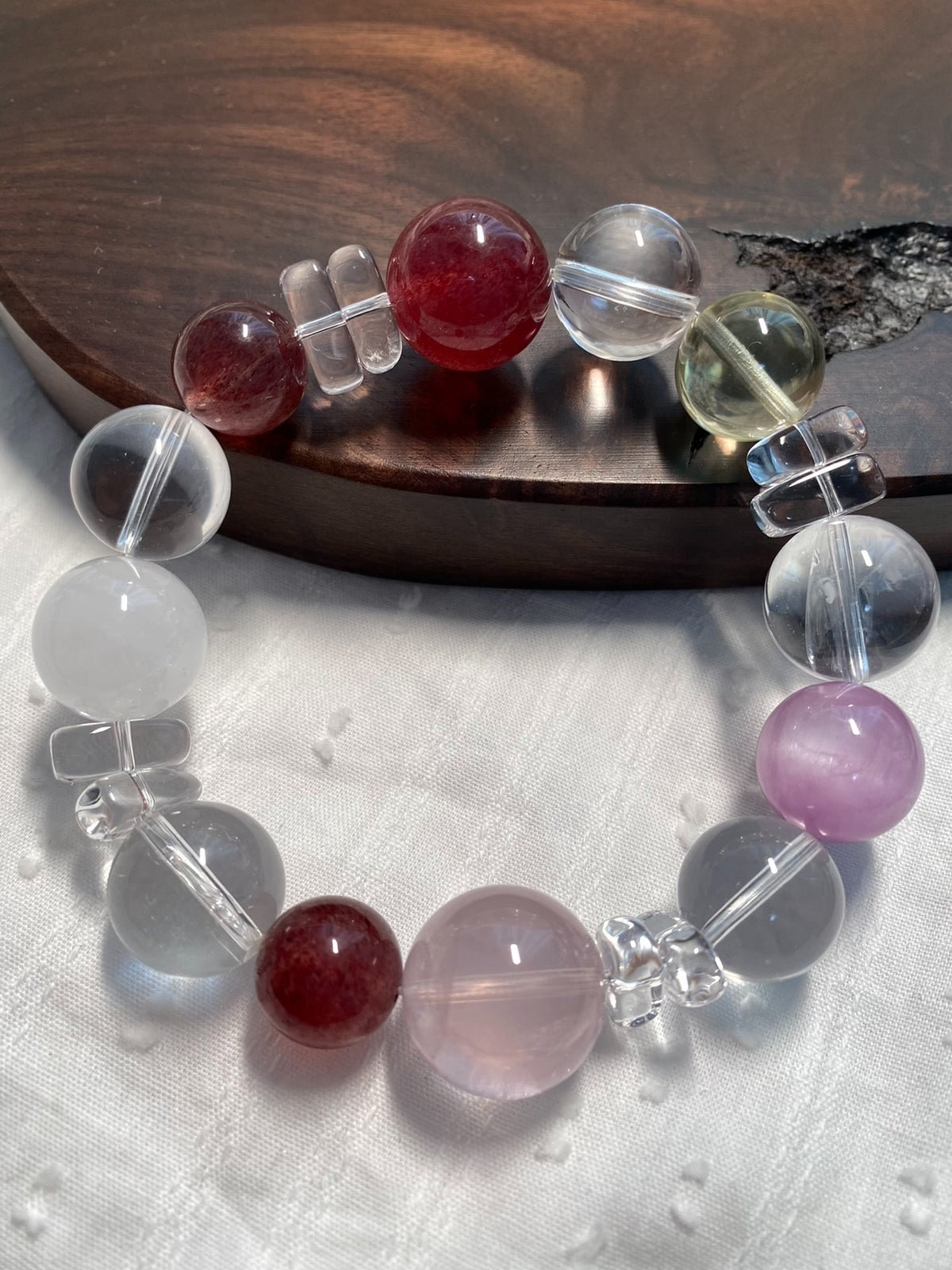 Multi-Gemstone Crystal Bracelet Strawberry Quartz