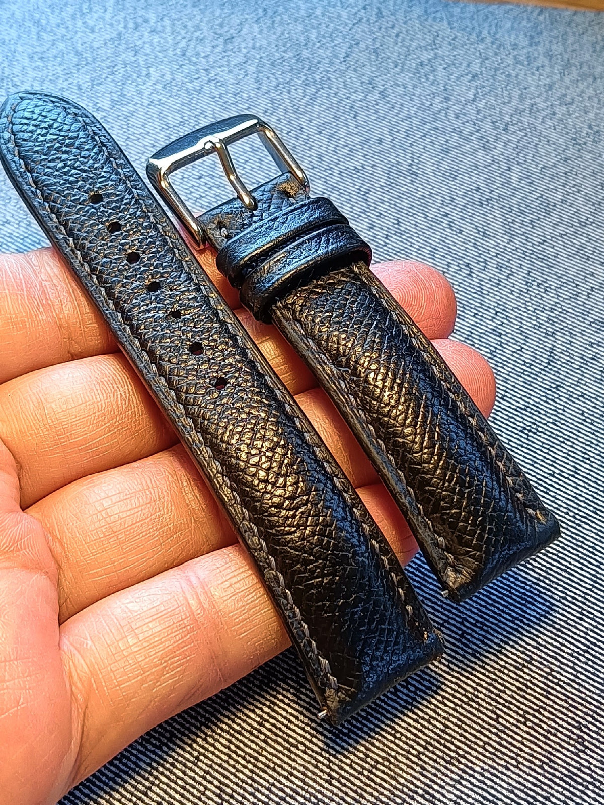 Black Epsom Leather Watch Strap 20mm