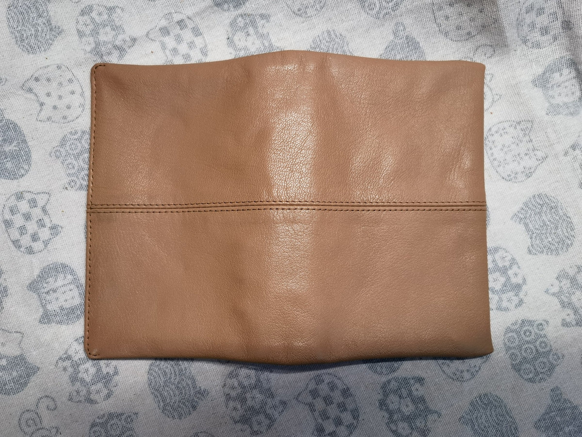Almond Goat Leather A6 Ring Binder Planner