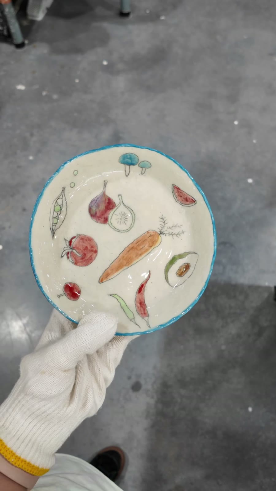 Handcrafted Ceramic Fruit Plate with Hand-Painted Produce