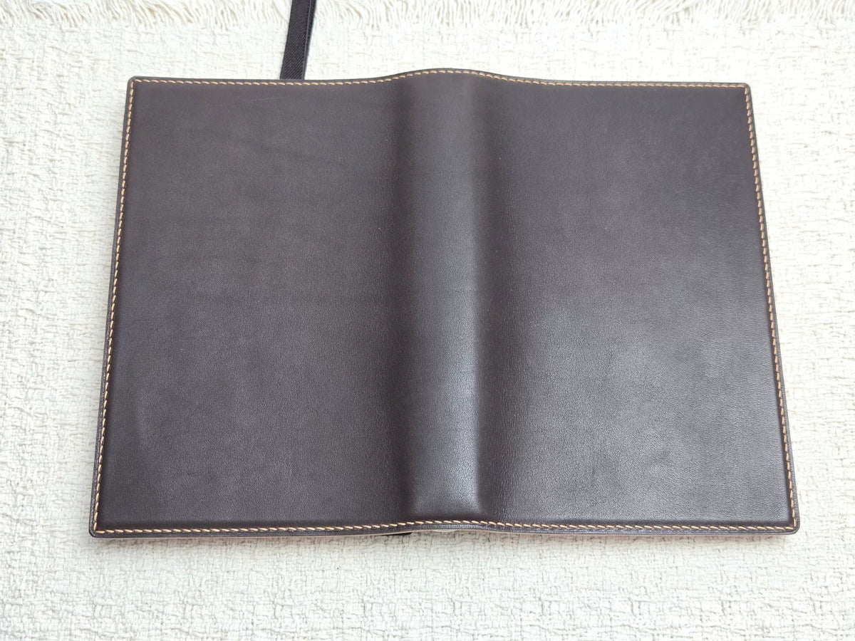 Handgemaakte leren vouw journalhoes met 20 ringen map