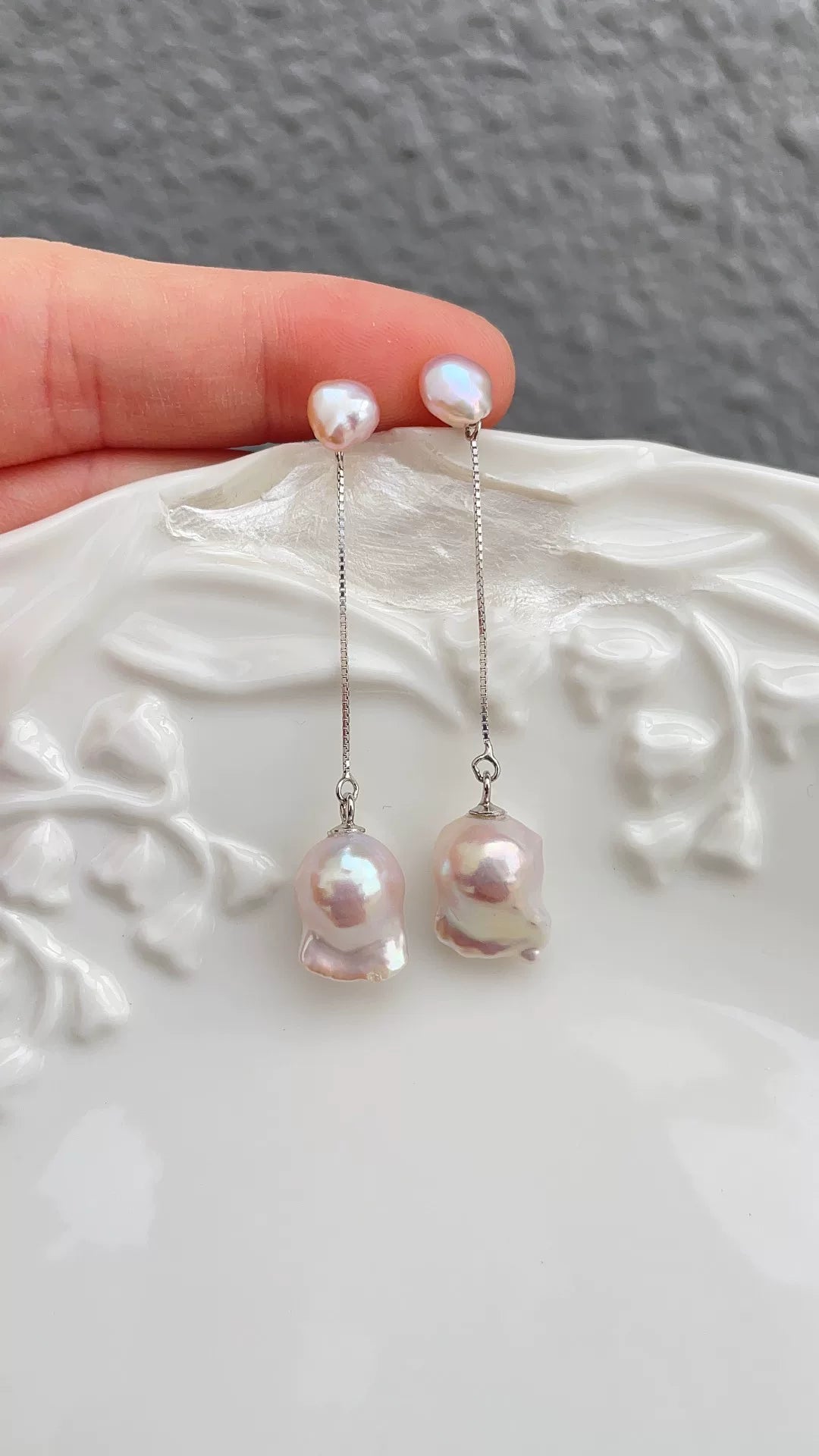Baroque Pearl Drop Earrings 925 Silver