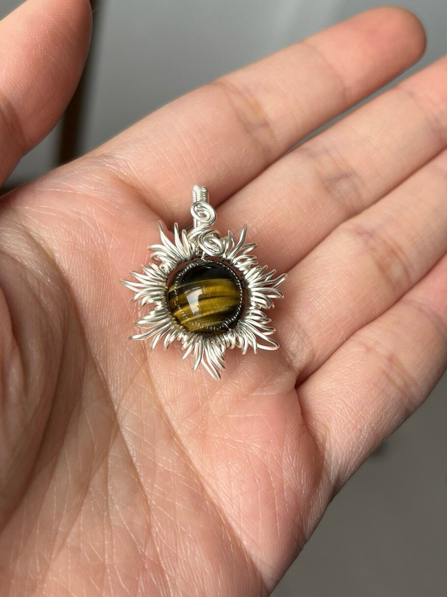 Handcrafted Wire Wrapped Sun Pendant