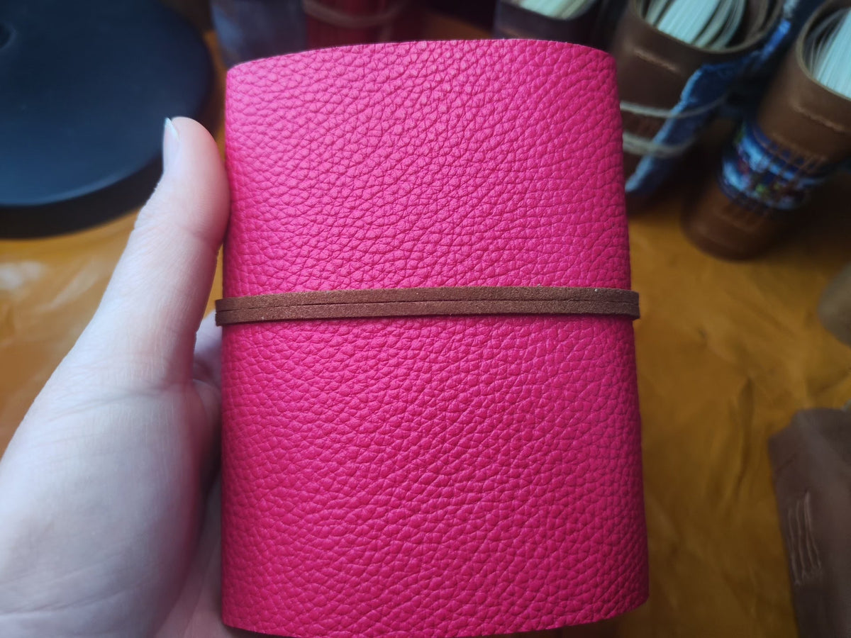 Pink Leather Journal with Mixed Paper Pages