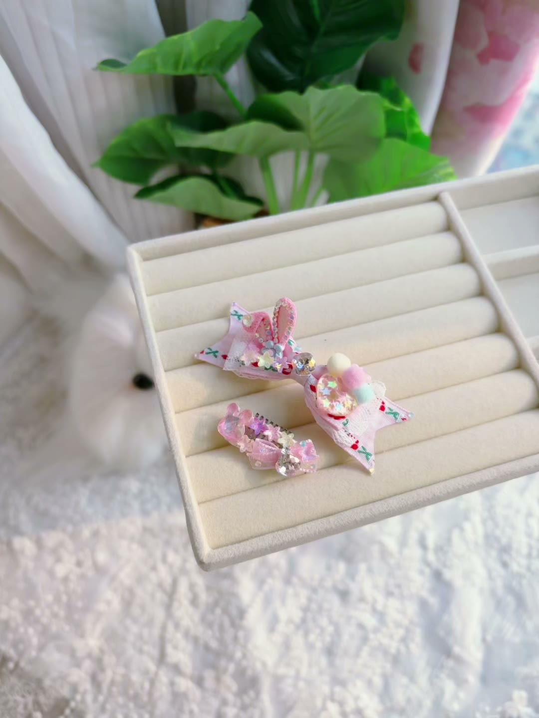 Handmade Pink Pet Hair Clip Set