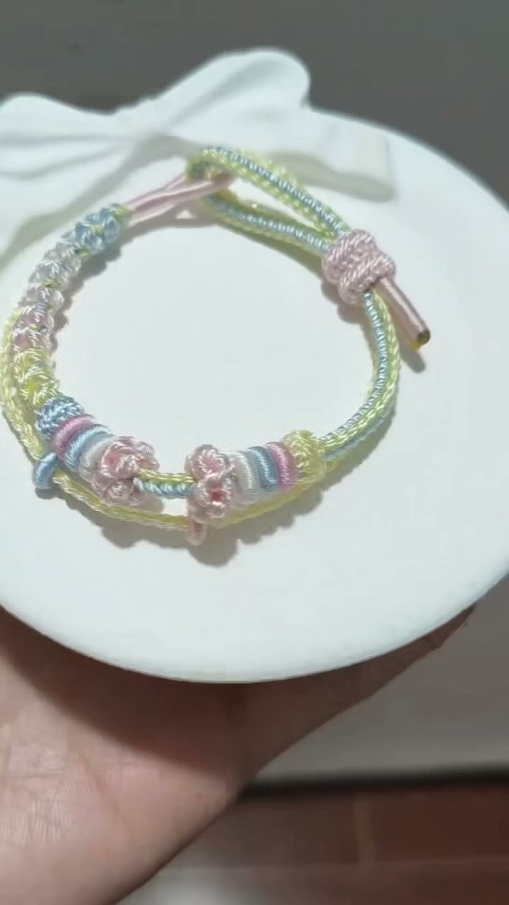 Handwoven Rainbow Gradient Bracelet with Adjustable Knot