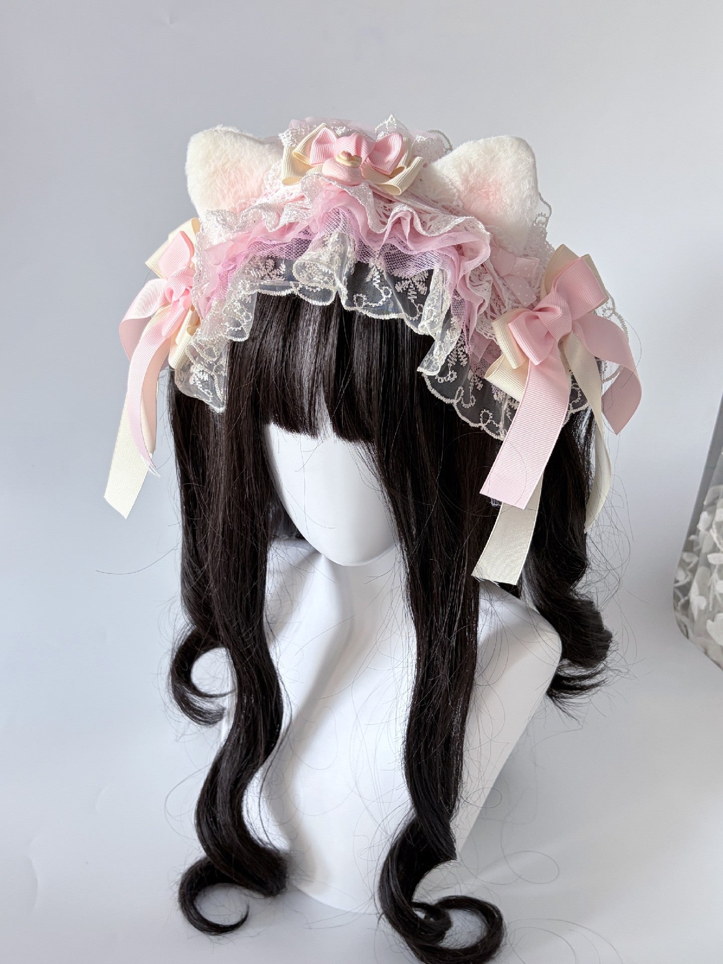 Pink Strawberry Cat Ear Lace Headband Lolita Hair Accessory