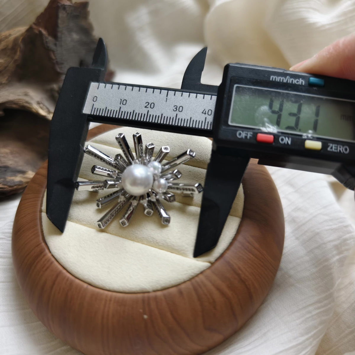 Natural Baroque Pearl Firework Brooch Silver Tone