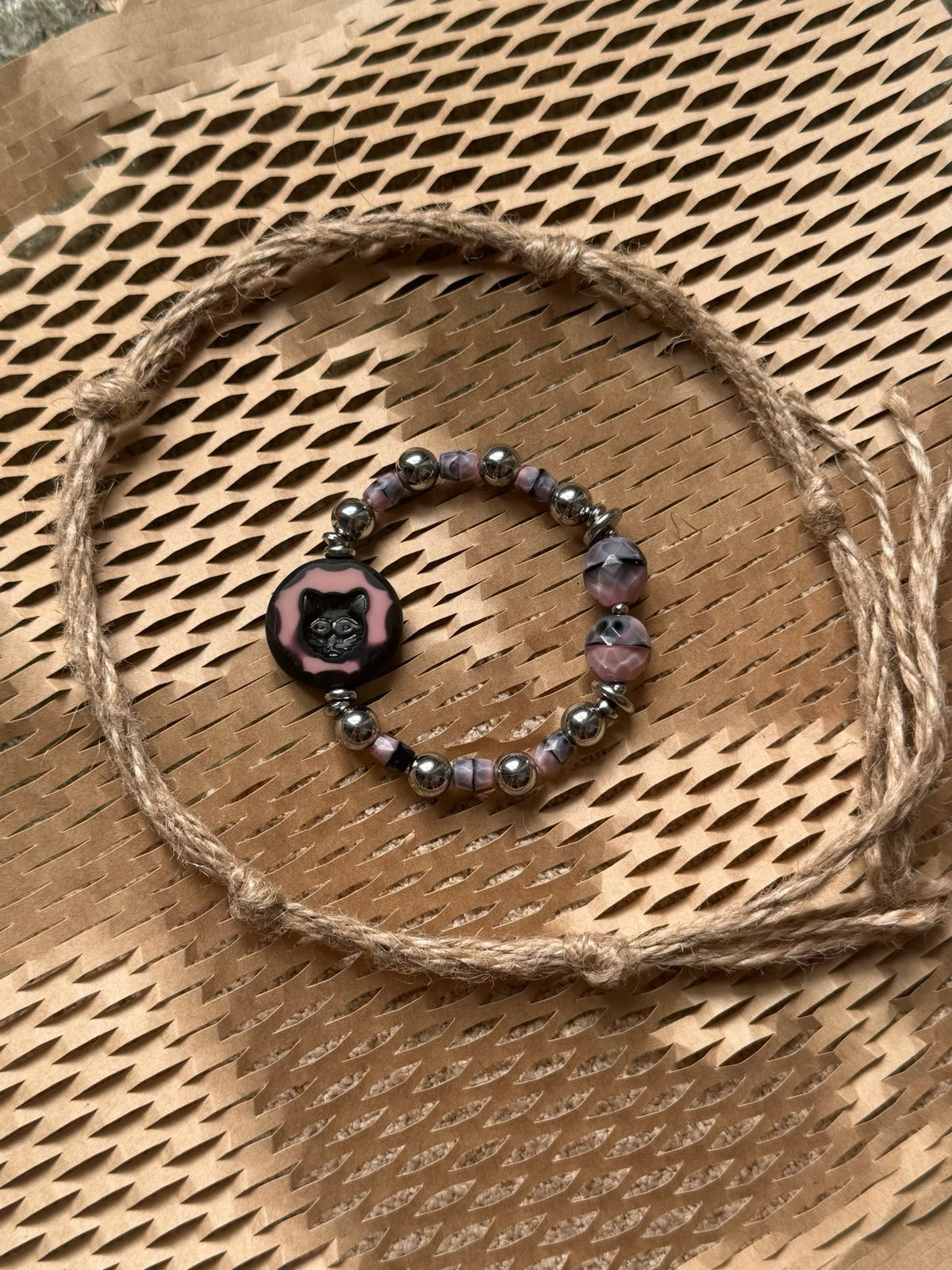 Black Cat Beaded Stretch Bracelet