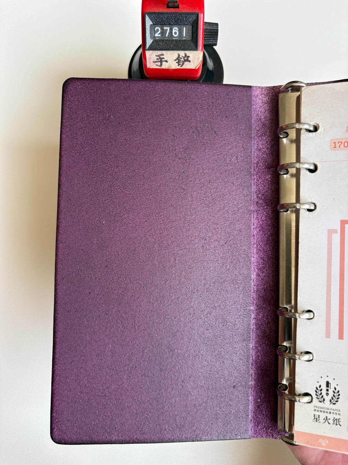 Handmade Buttero Leather Purple A6 Ring Binder