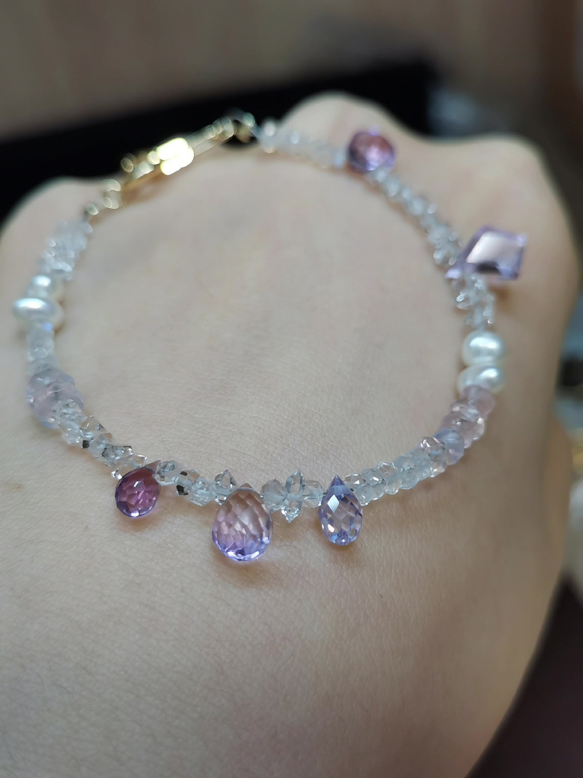 Pulseira de Pedras Naturais com Pérolas