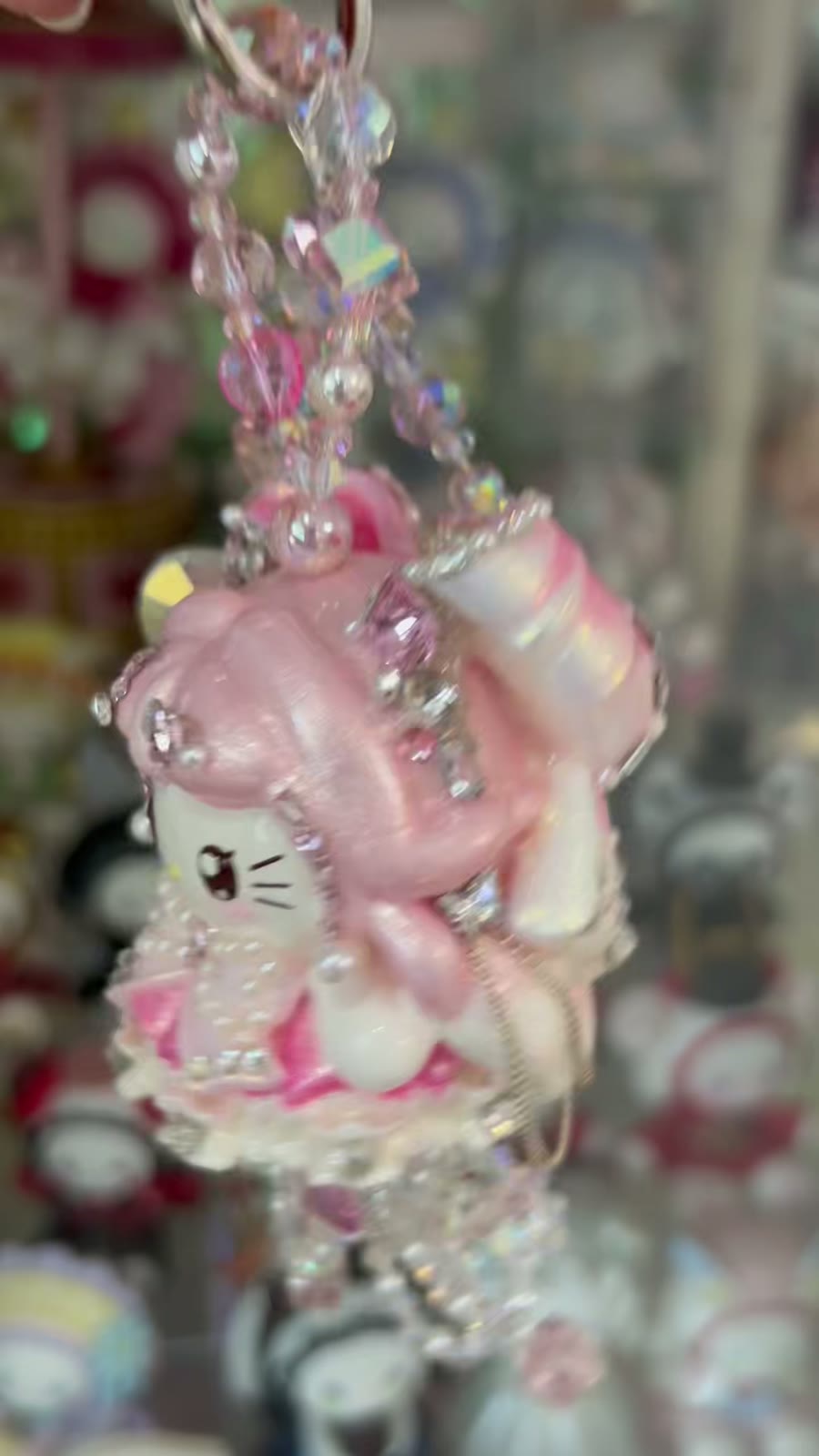 Hello Kitty Pink Rhinestone Charm Keyring