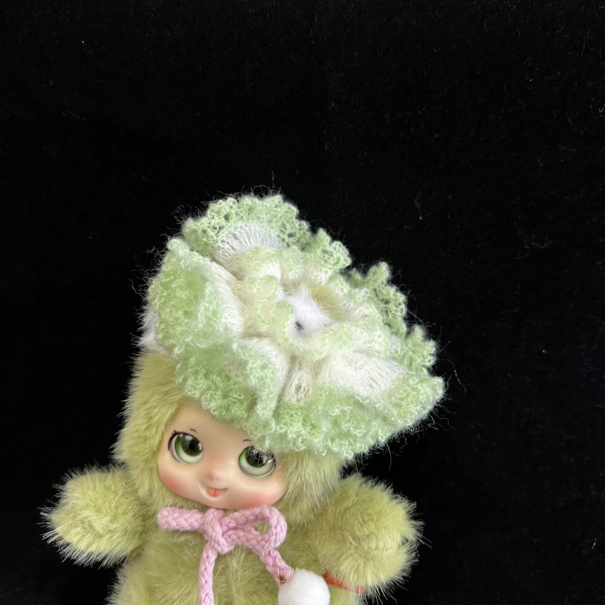 Scrunchie de Cabelo em Croché Feito à Mão Verde-Menta com Folhos