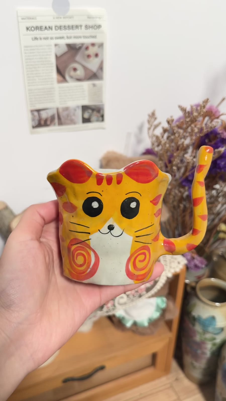 Handmade Orange Tabby Cat Ceramic Coffee Mug