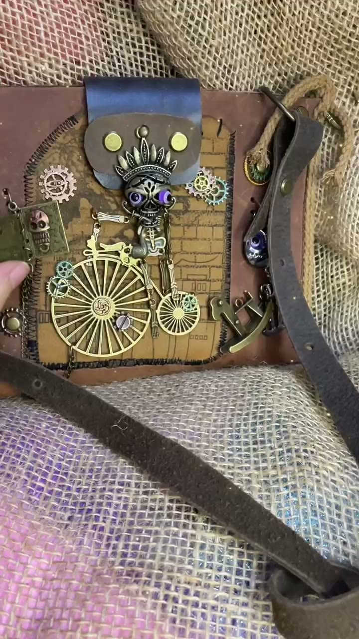 Steampunk Crazy Horse Leather Crossbody Bag