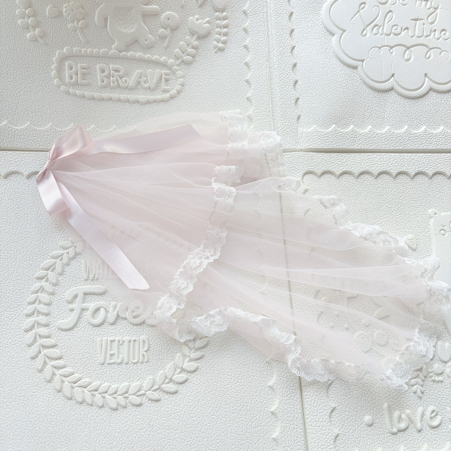 Pink Rose Heart Lace Hair Clip with Detachable Veil