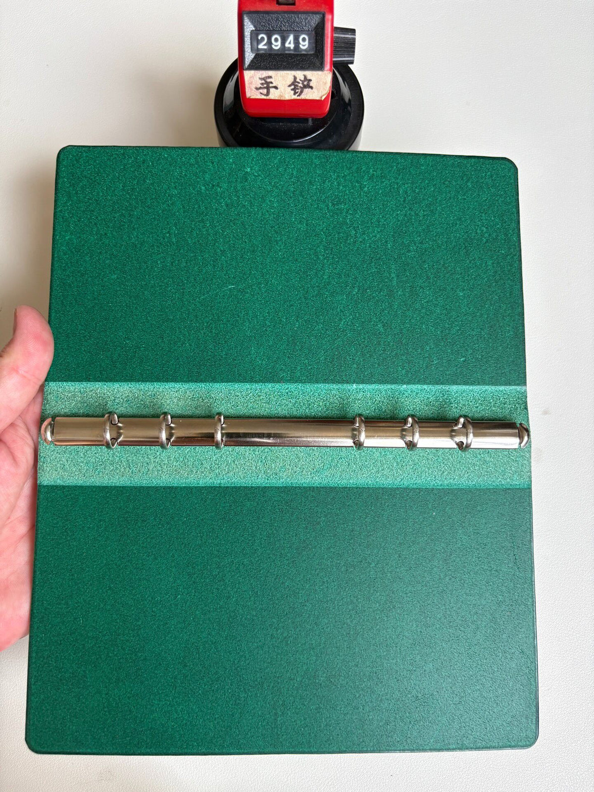 Handcrafted A6 Leather Binder Cover Green