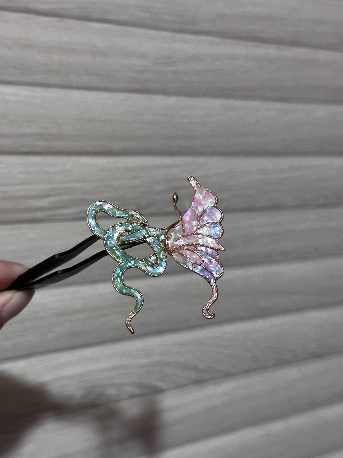 Mother-of-Pearl Snake Butterfly Brooch