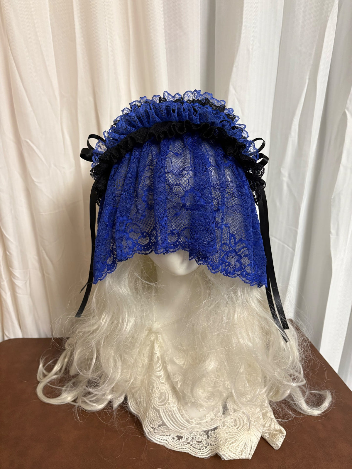 Gothic Lolita Blue Black Lace Headpiece