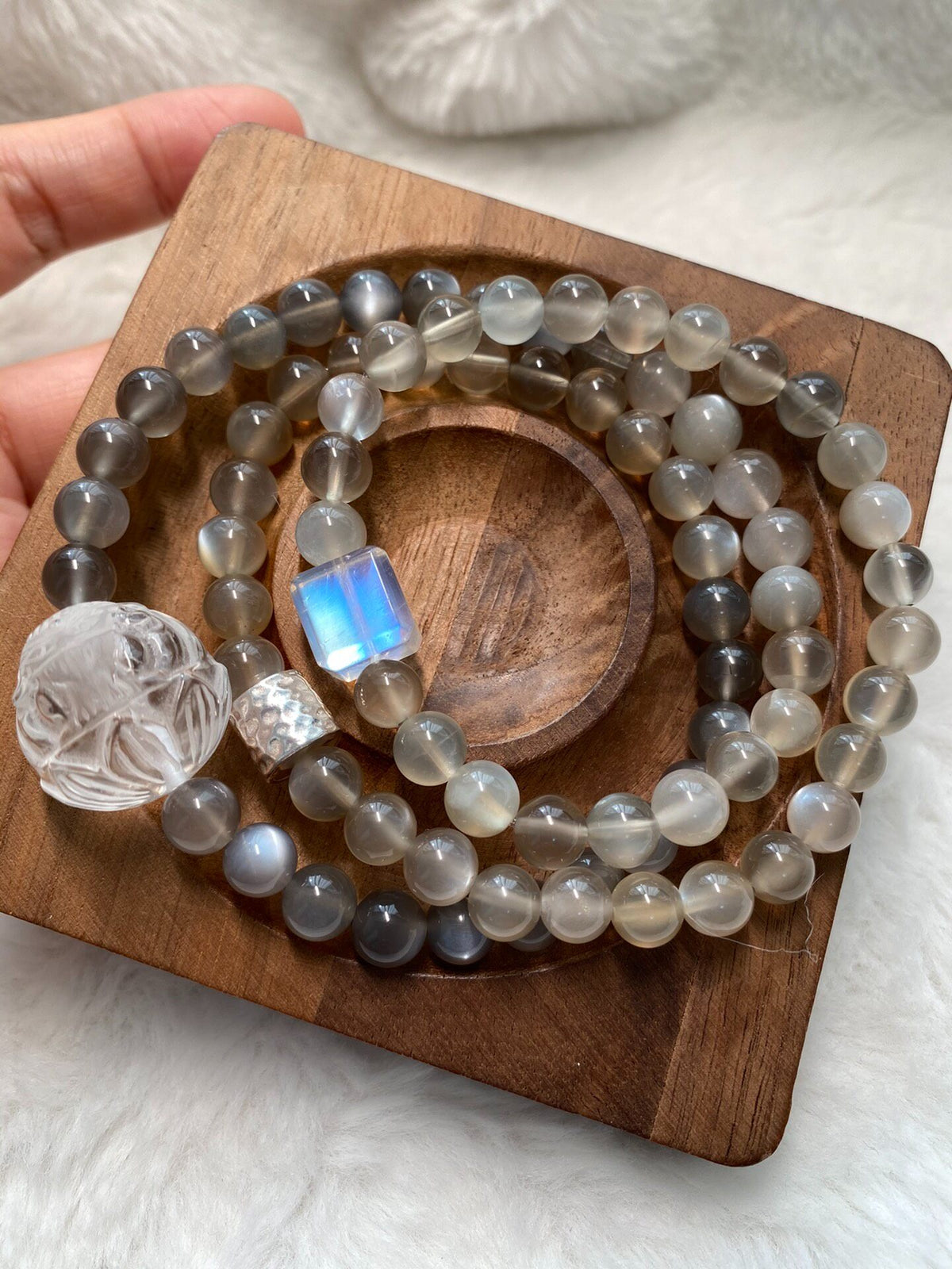 Moonstone Triple Wrap Bracelet Crystal Fox