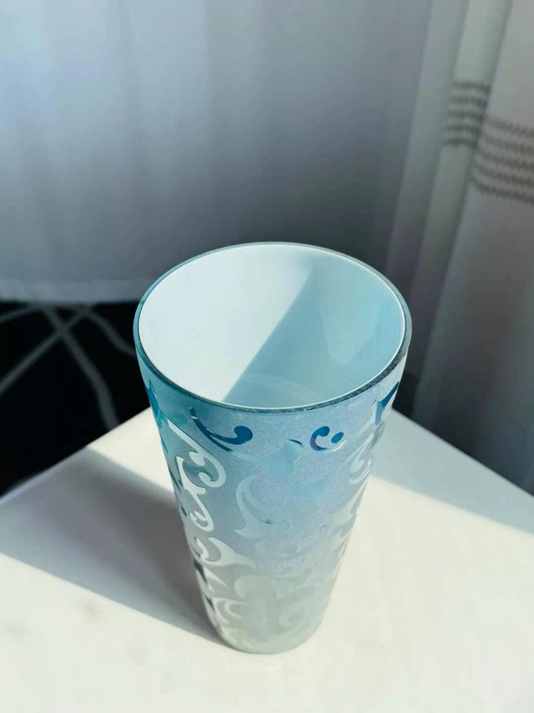 Blue Gradient Glass Cylindrical Vase 25cm