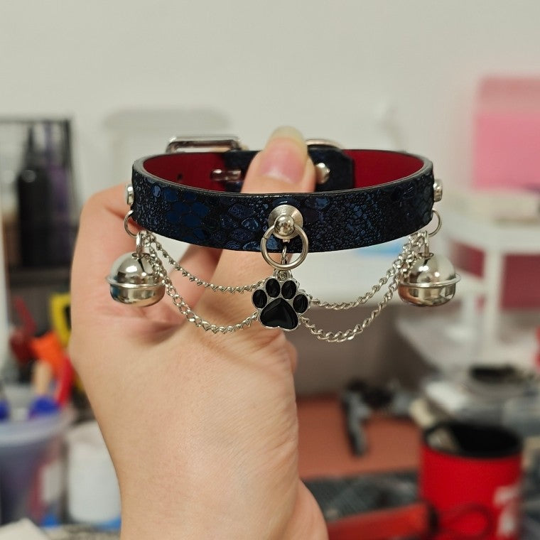 Handcrafted Snakeskin Bracelet Anklet with Paw Charm