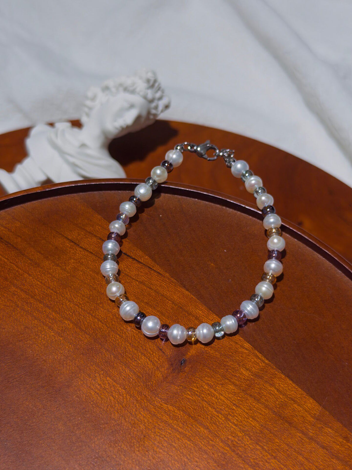 Natural Pearl Bracelet with Czech Glass Beads