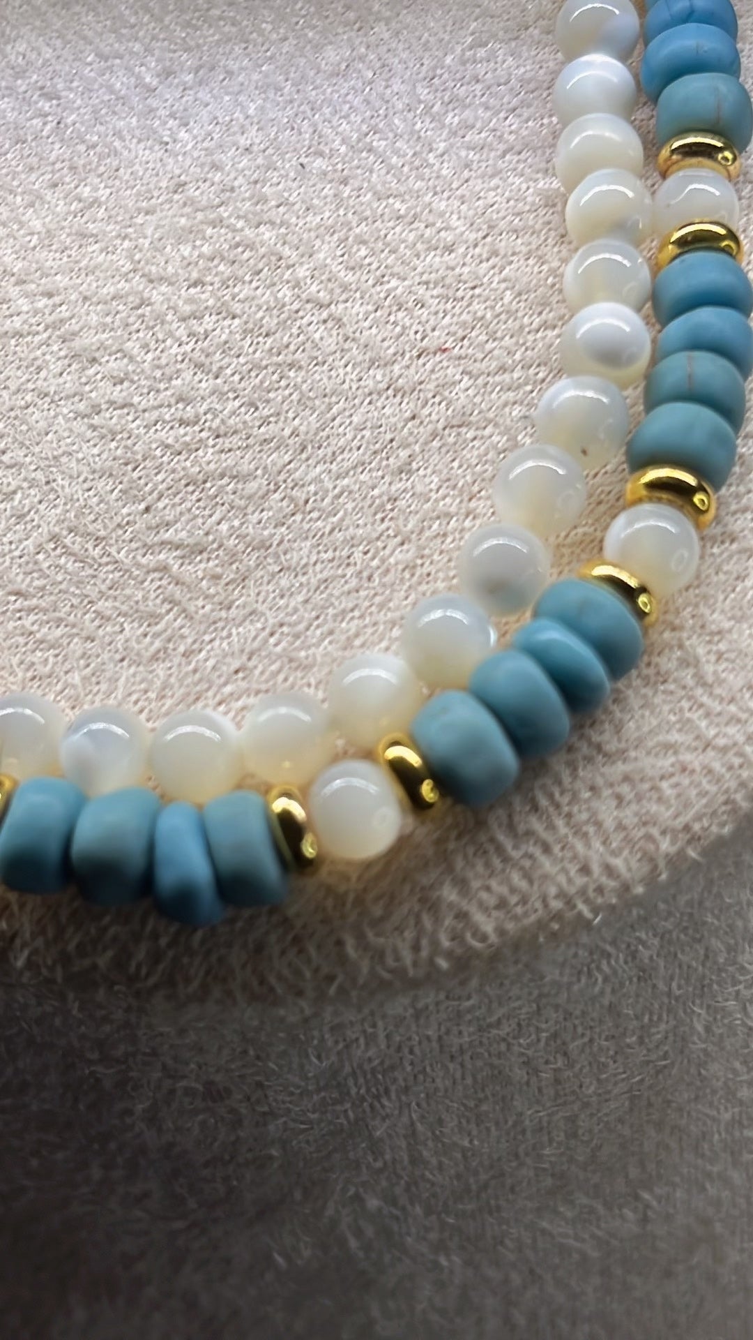 DIY Beaded Necklace Blue Shell Pearl Glass