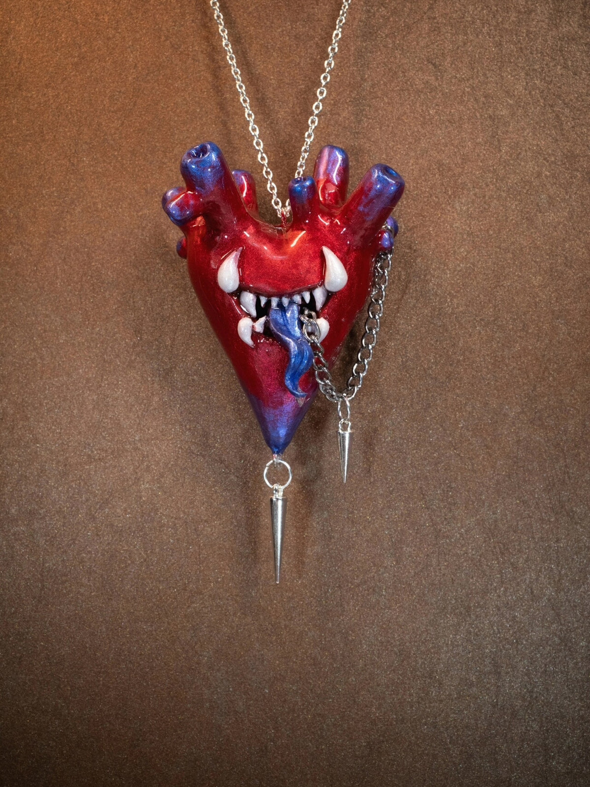 Gothic Heart Tentacle Pendant Necklace