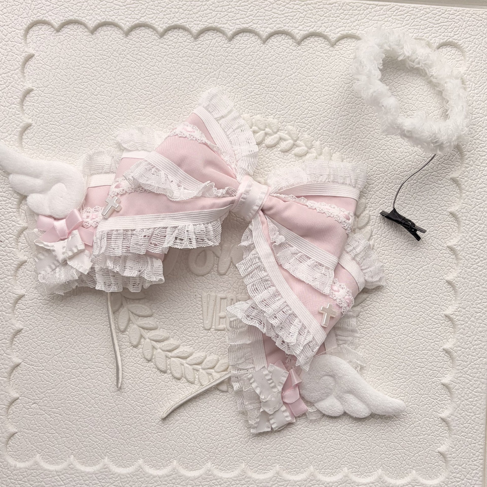 Angel Wing Halo KC Hair Clip with Large Bow