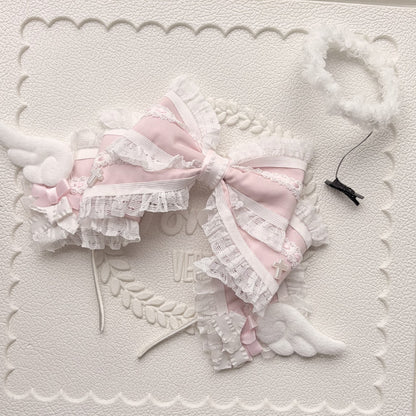 Angel Wing Halo KC Hair Clip with Large Bow