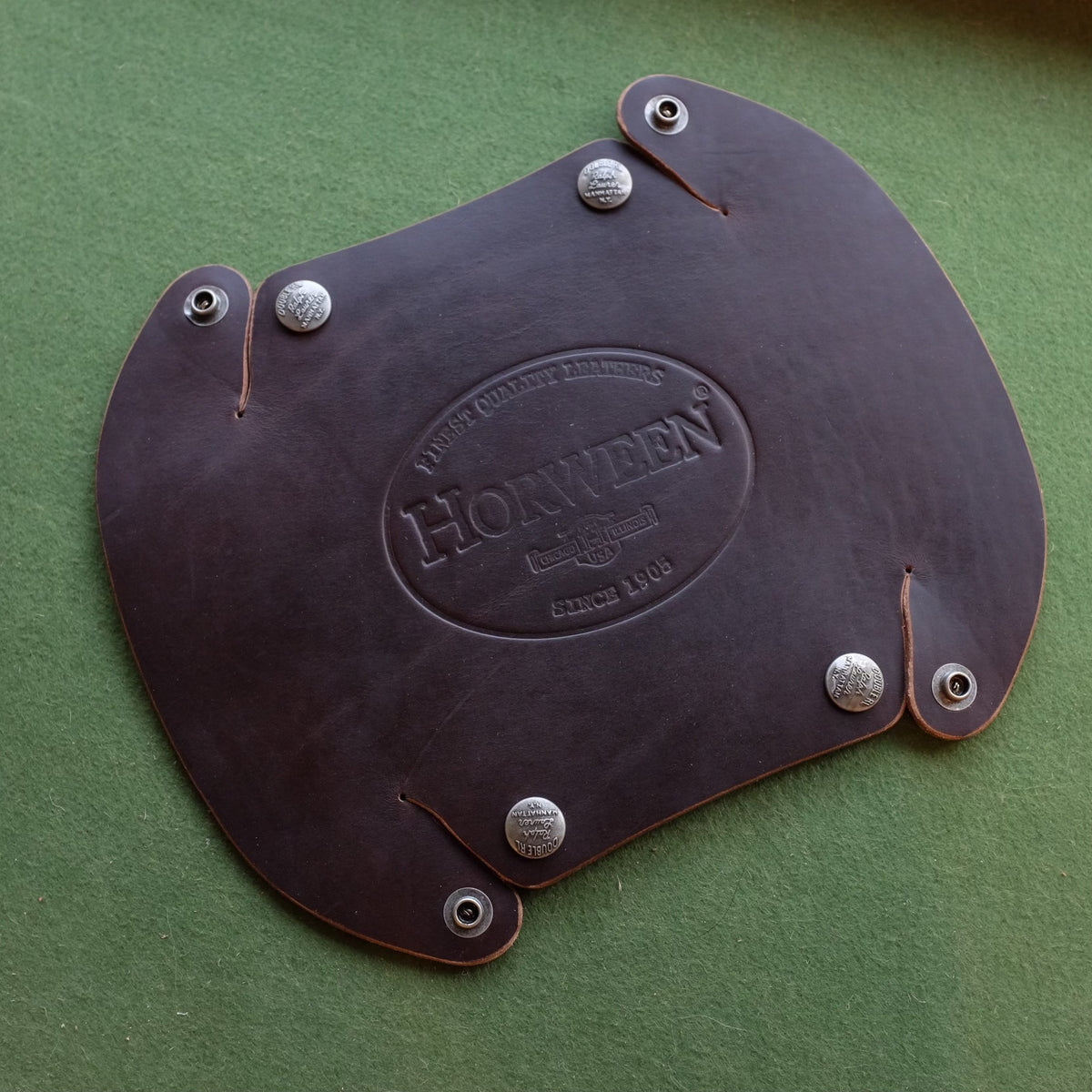 Horween CXL Leather Tray with Brass Snap Buttons