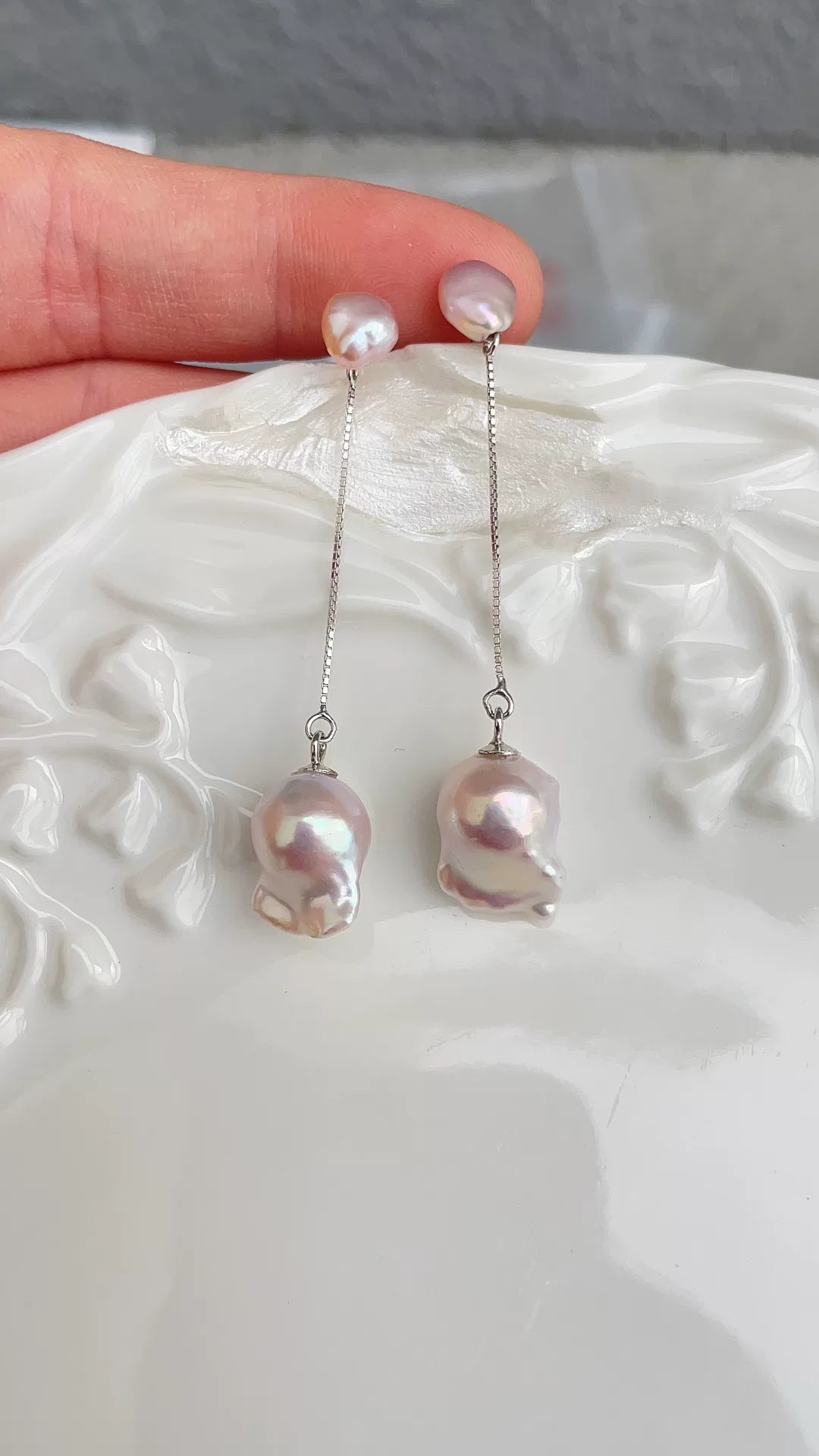 Baroque Pearl Drop Earrings 925 Silver