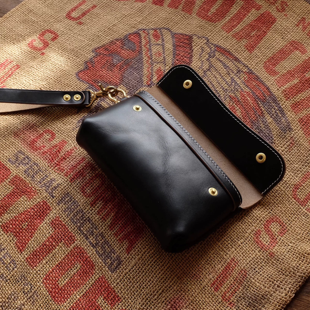 Handcrafted Black Leather Waist Pouch