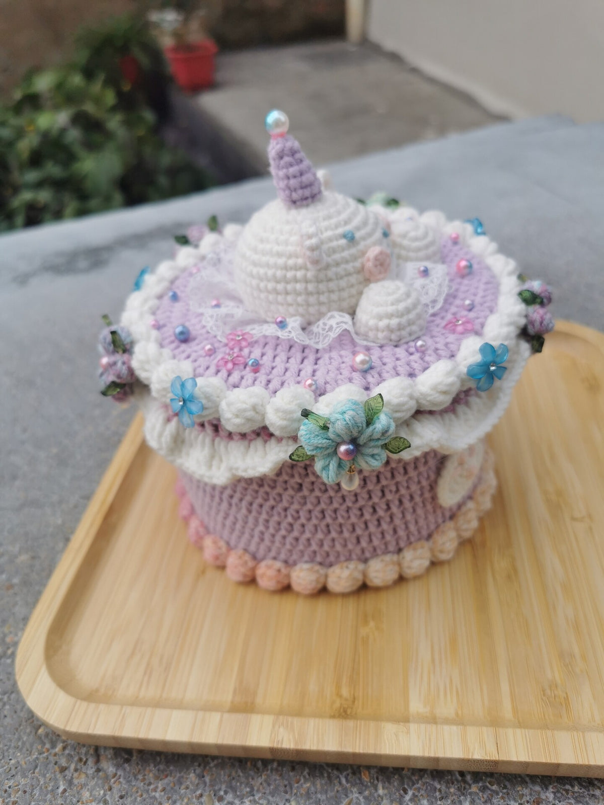 Crochet Birthday Cake Storage Box