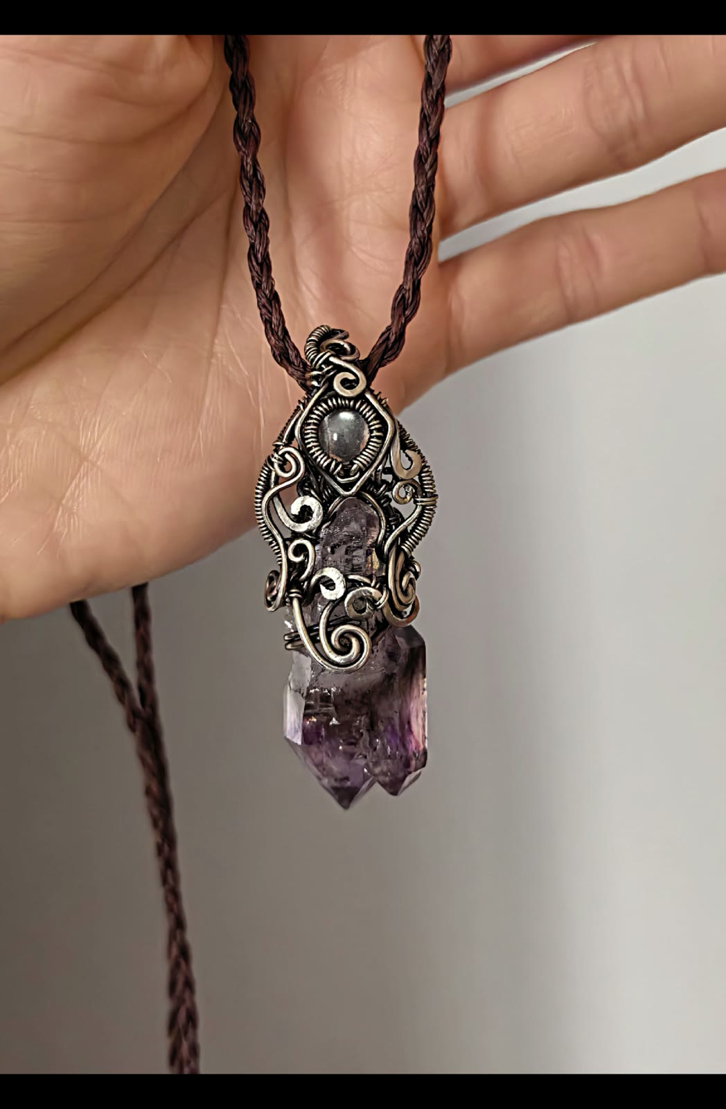 Super Seven Amethyst Pendant Wire Wrapped